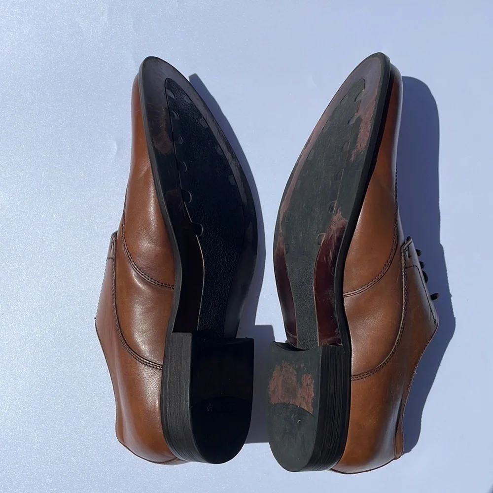 Kenneth Cole Mens Main Lane Oxford Wingtip Brown Leather Lace Up Shoes Sz 11 M